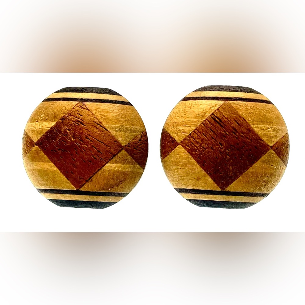 3 for $30 Vintage Wood Inlay Cufflinks Geometric Design